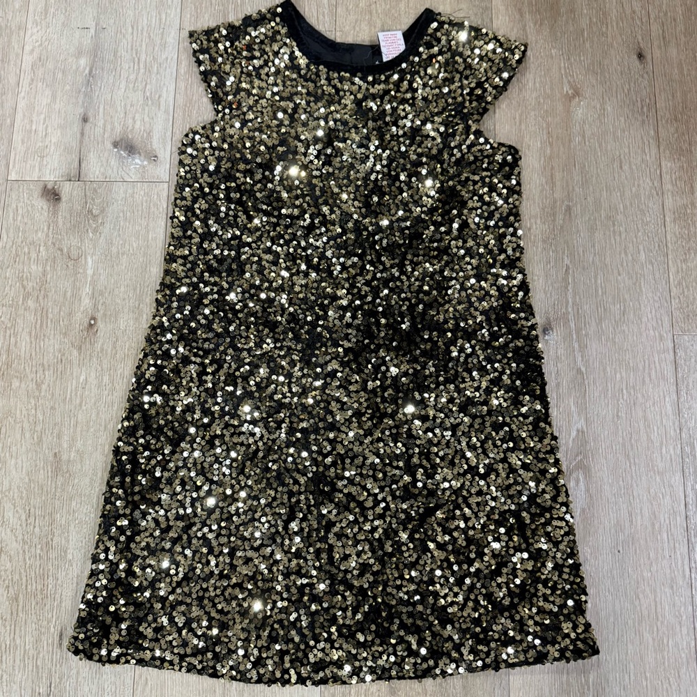 cupcakes & cashmere Black and Gold Sequin A-Line Dress